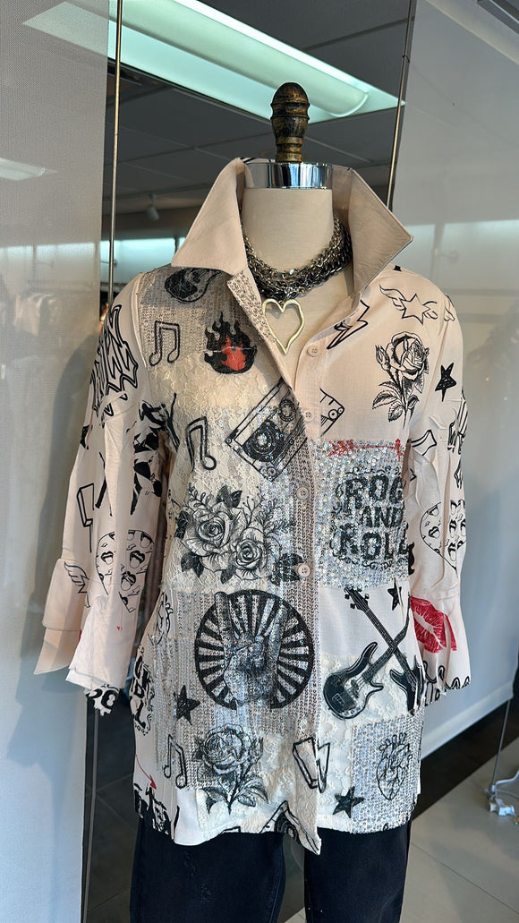 Rose Button-Down Top