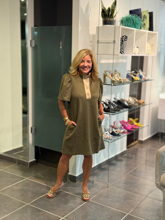 Olive Suede Dress