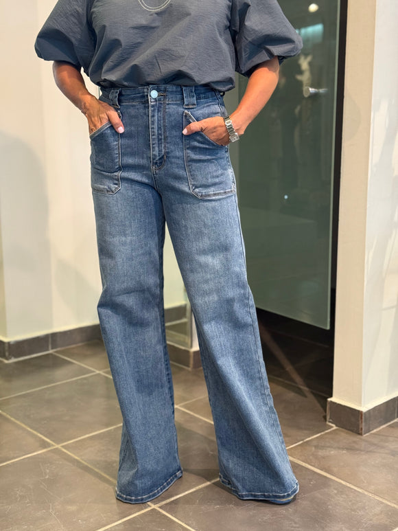 Patch Pocket Wide Leg Flare